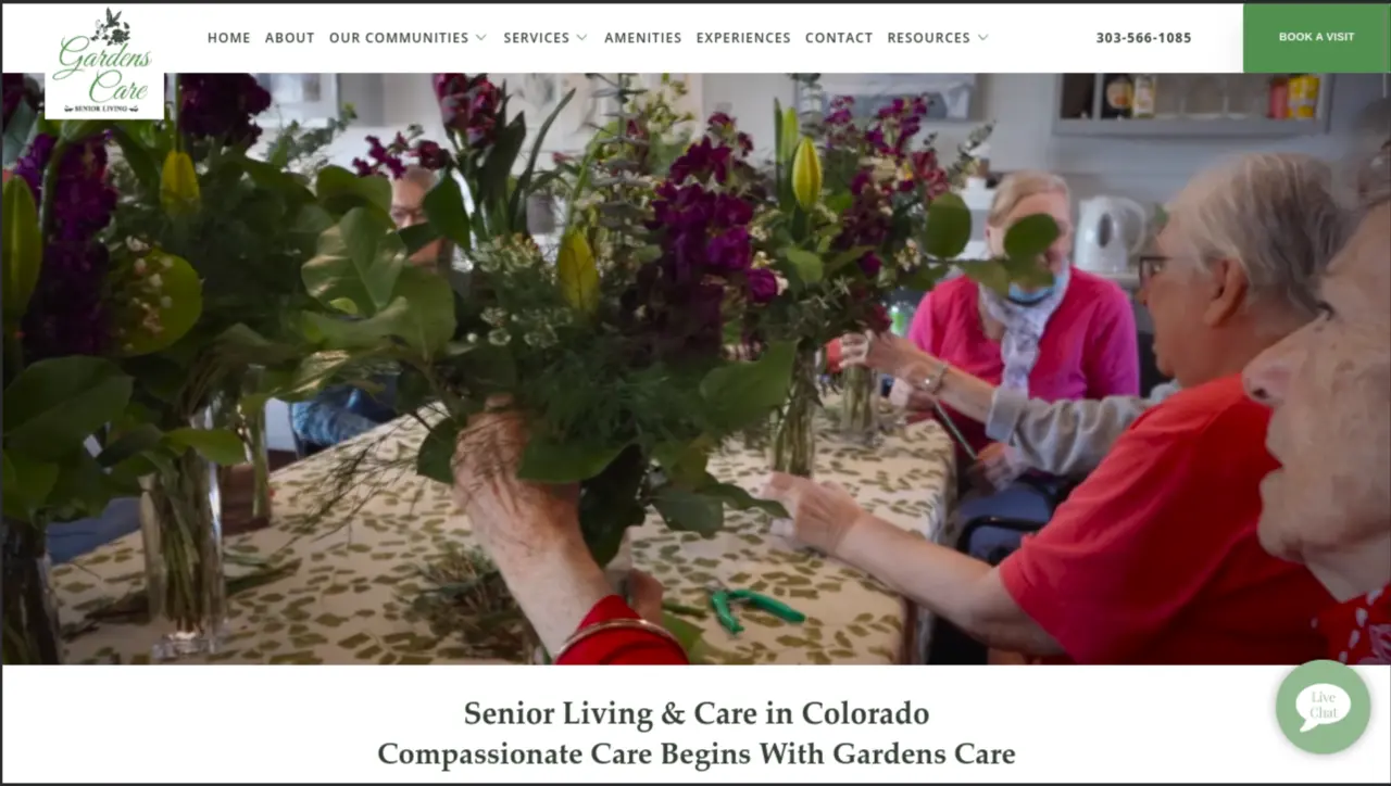 A Screenshot of the Gardens Care site.